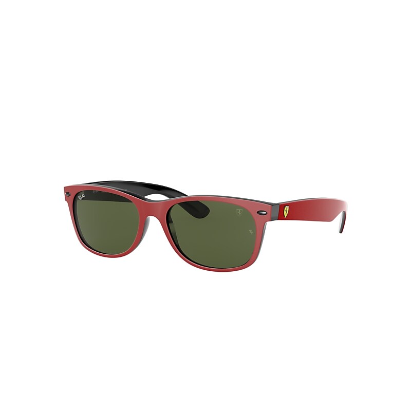 Ray-Ban Rb2132m Scuderia Ferrari Collection Sunglasses Red Frame Green Lenses 55-18