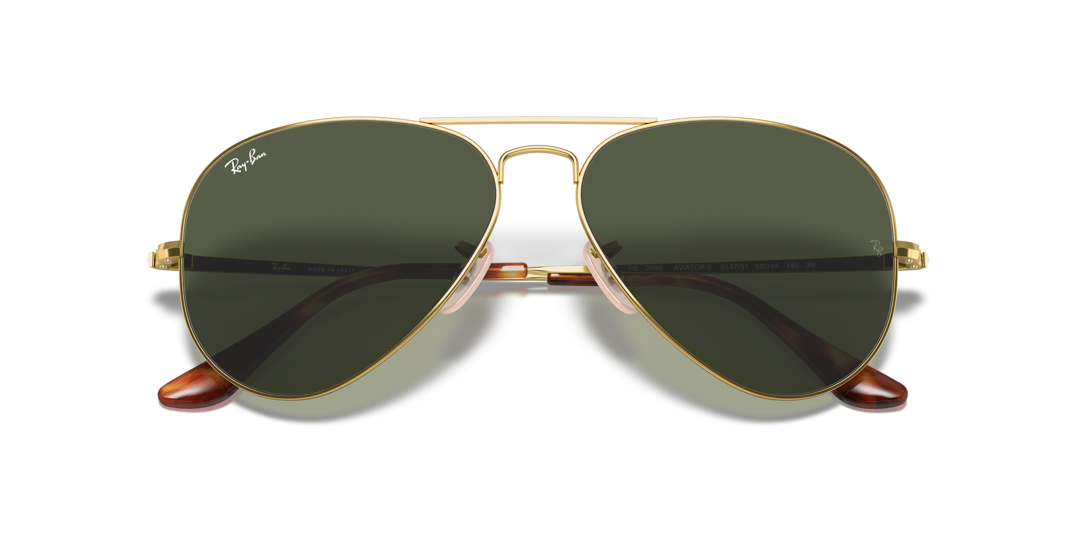 Aviator Metal Ii Sunglasses in Gold and Green | Ray-Ban®
