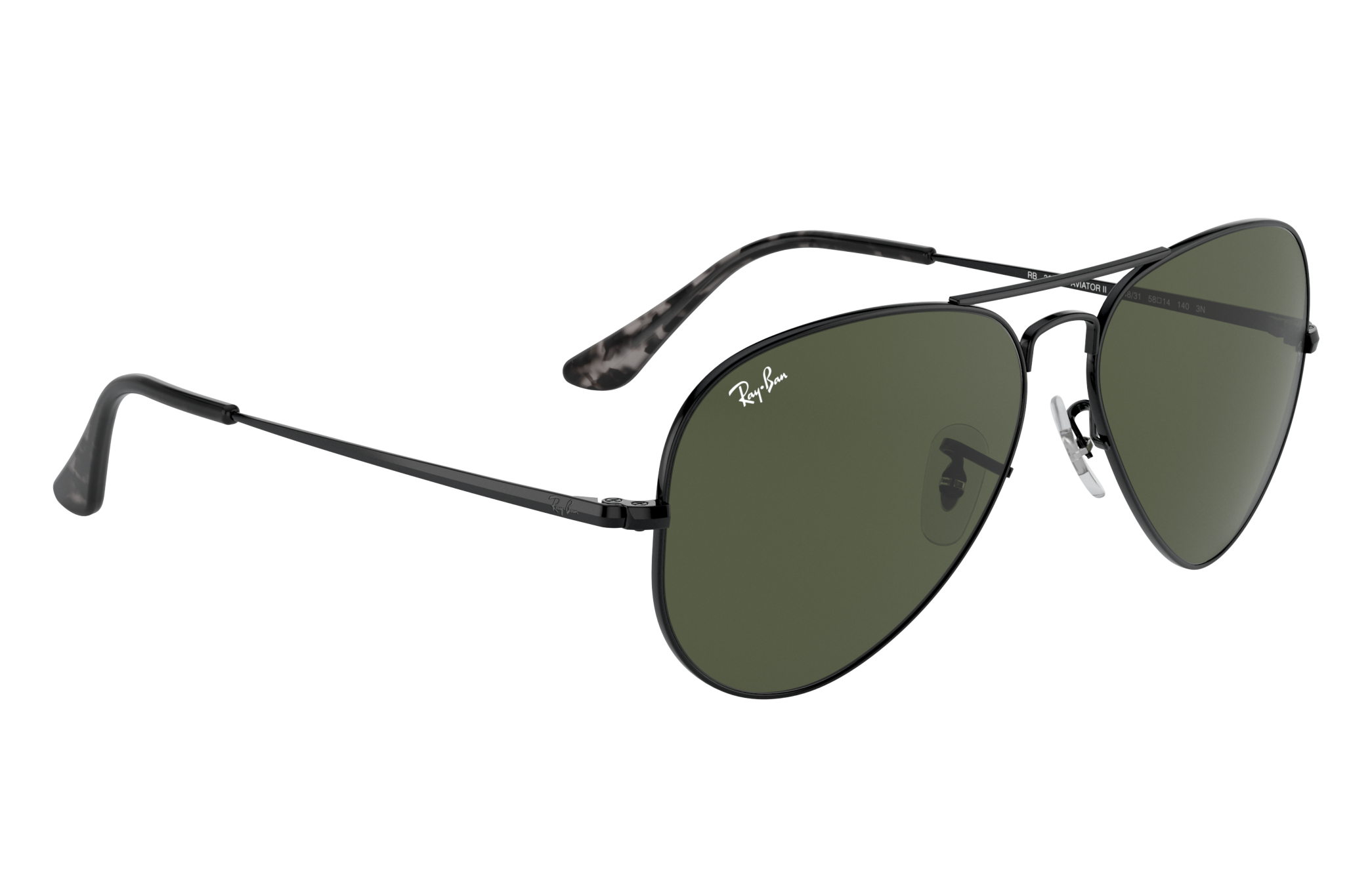 Aviator Metal Ii Sunglasses in Black and Green | Ray-Ban®