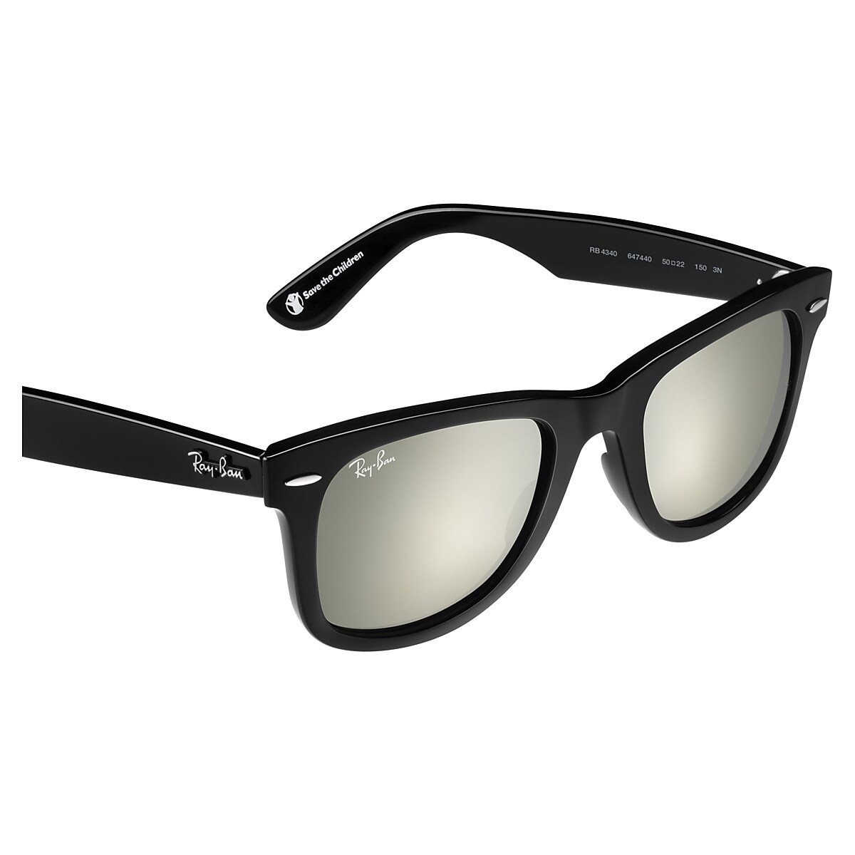 Wayfarer X Save The Children Sunglasses in Black and Silver | Ray-Ban®