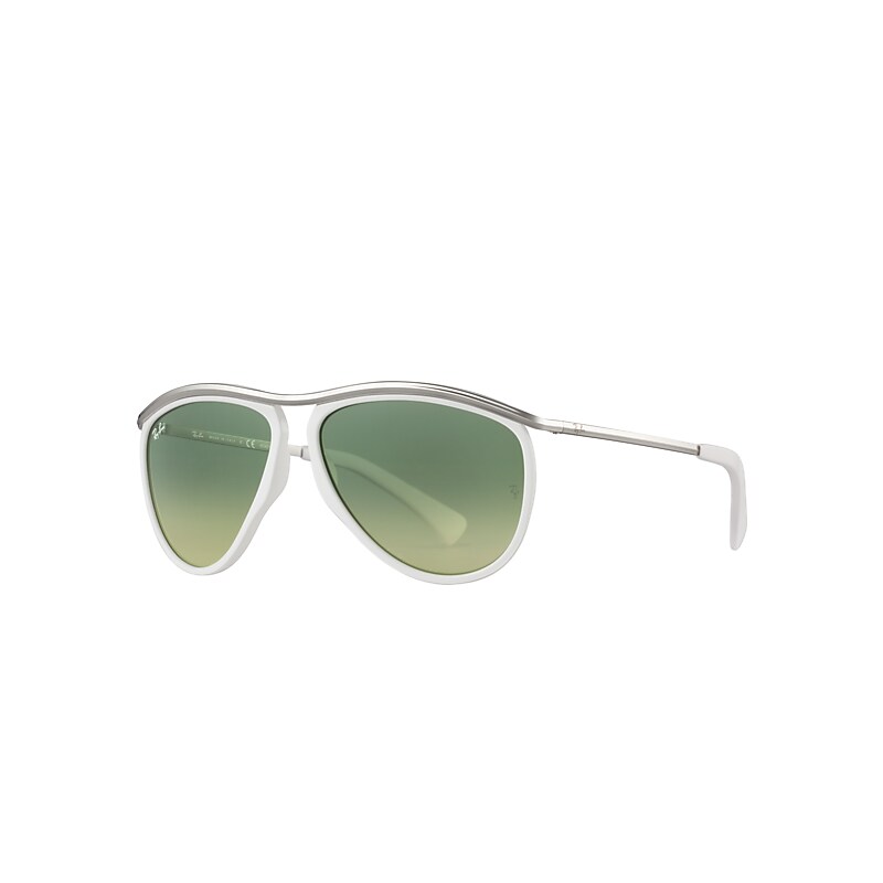 Ray-Ban Olympian Aviator Hd60 Sunglasses Silver Frame Green Lenses 59-13