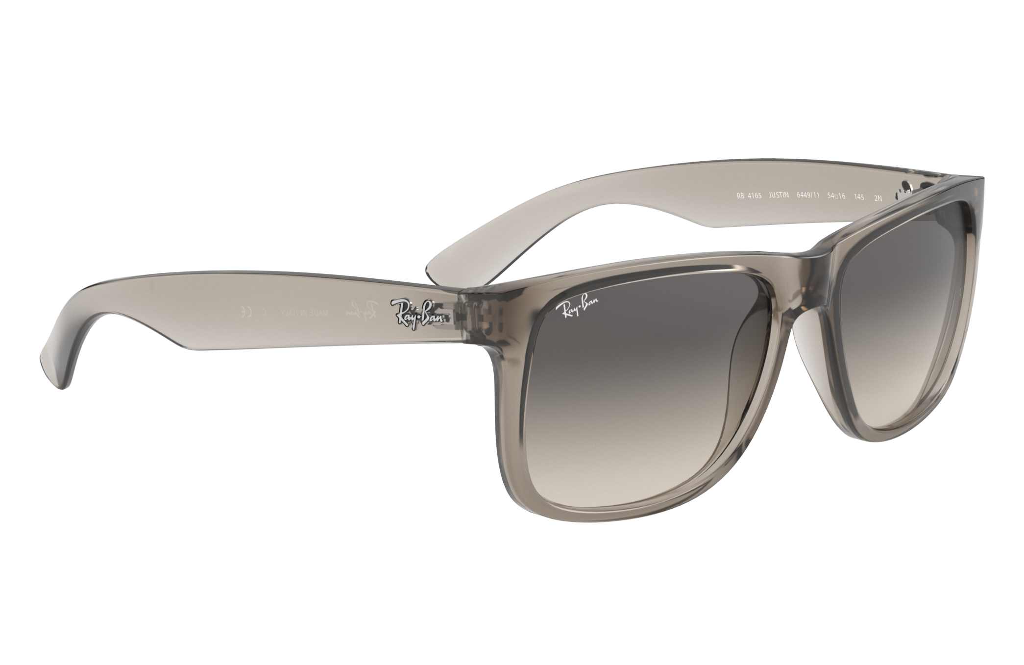 ray ban rb4165 justin sunglasses rubber grey with grey transpare