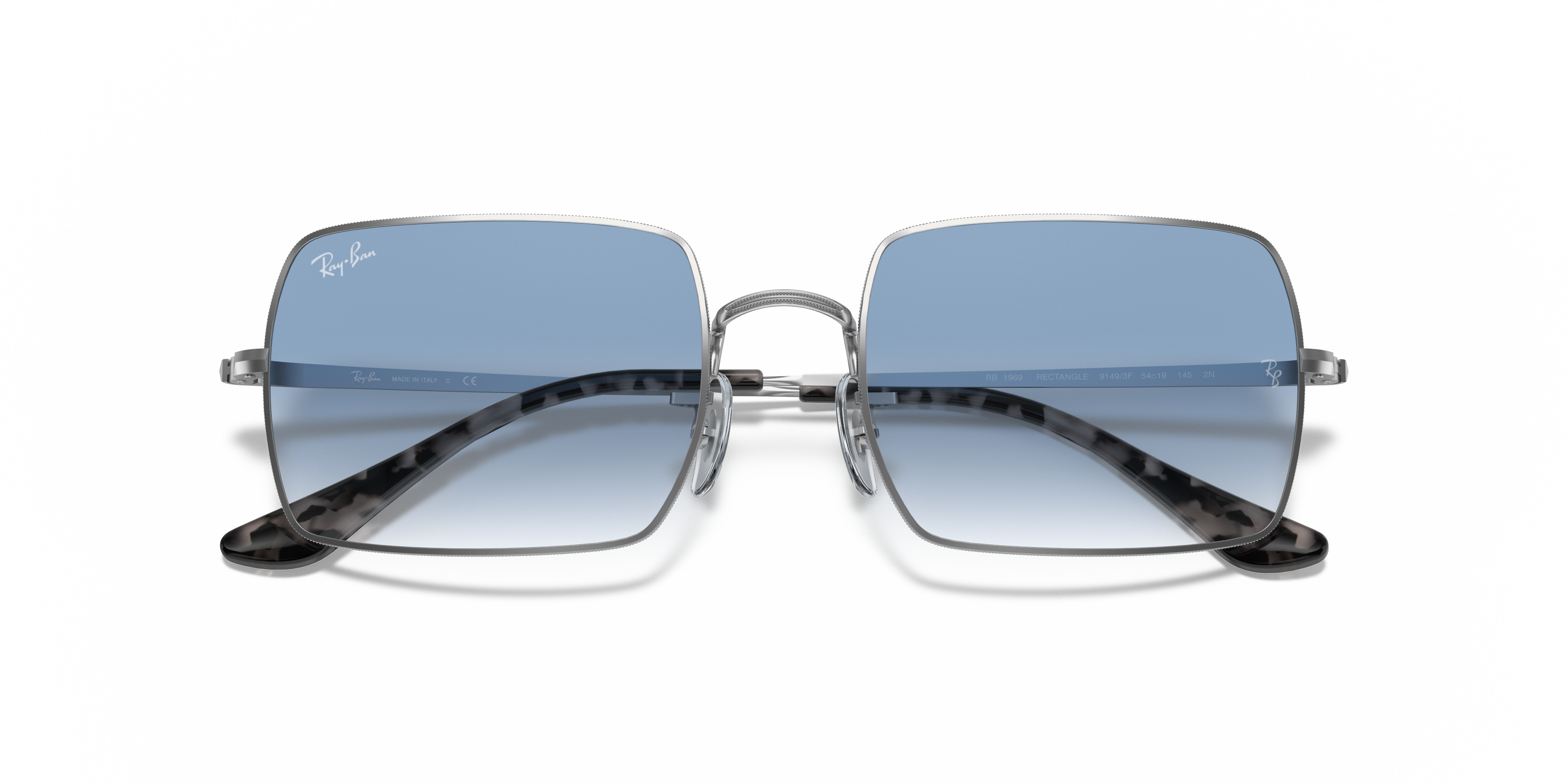 Rectangle 1969 Sunglasses in Silver and Light Blue | Ray-Ban®