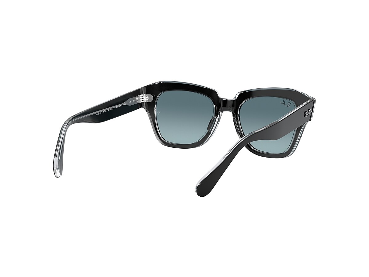 STATE STREET Sunglasses in Black On Transparent and Blue Gradient 