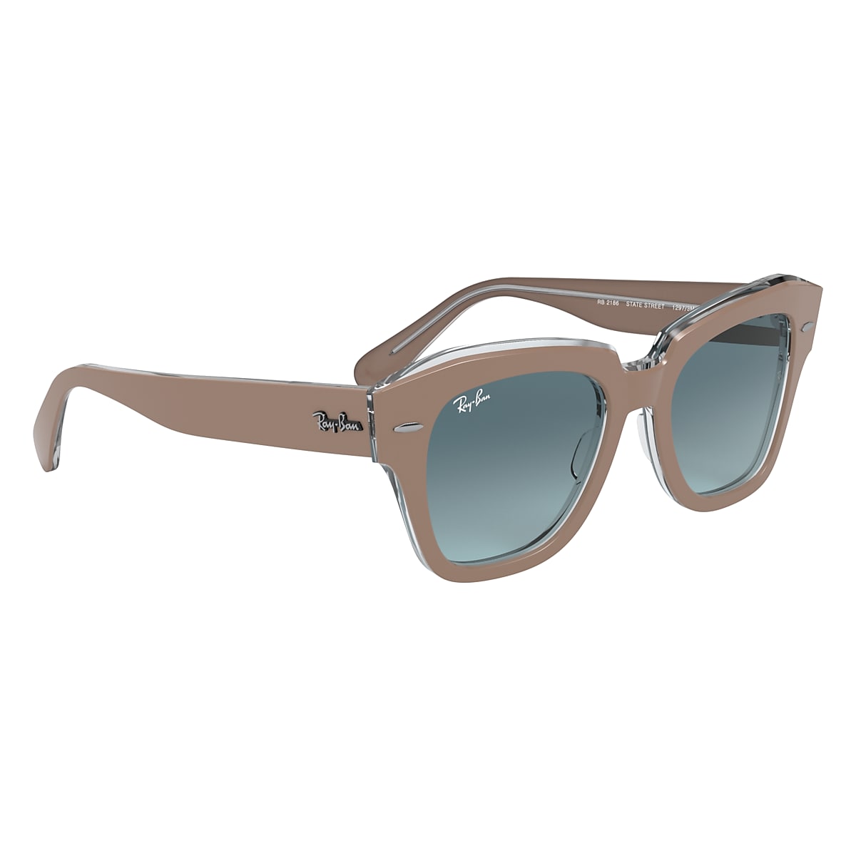 STATE STREET Sunglasses in Beige On Transparent and Blue STATE STREET Sunglasses in Beige On Transparent and Blue