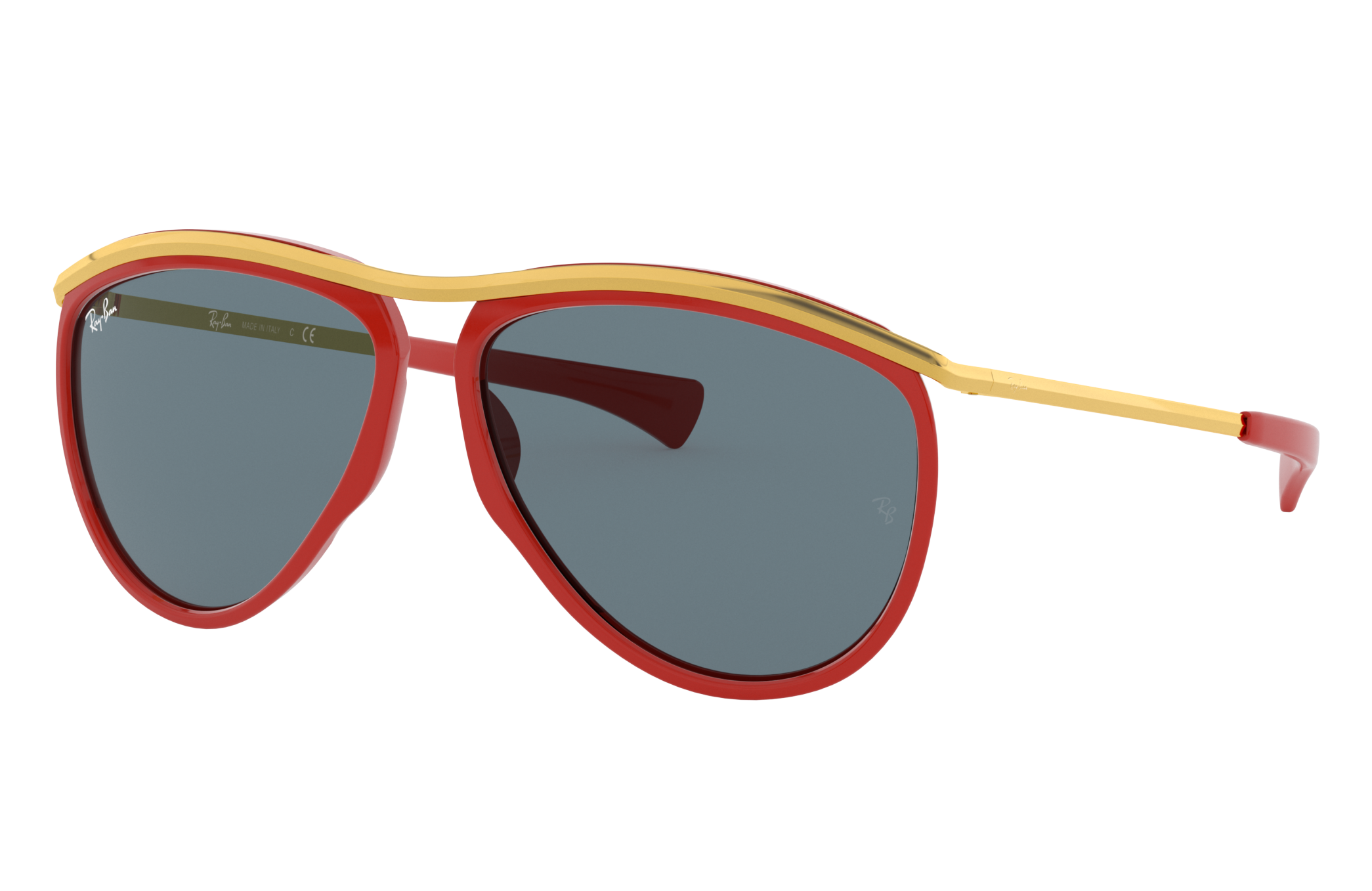 red frame ray ban aviators