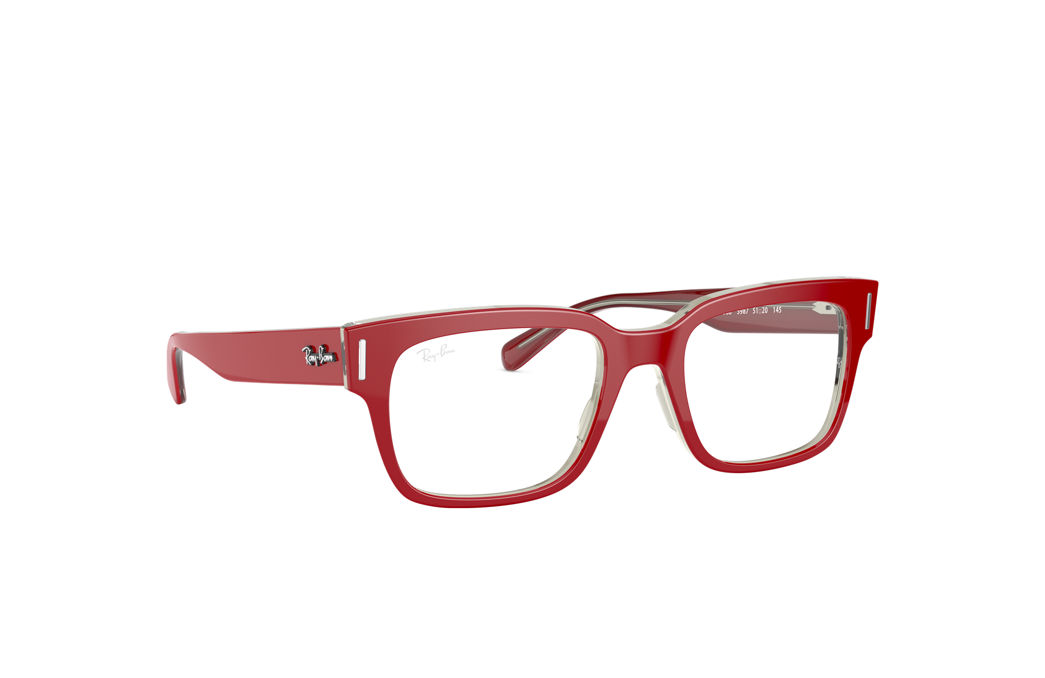 red frame eyeglasses