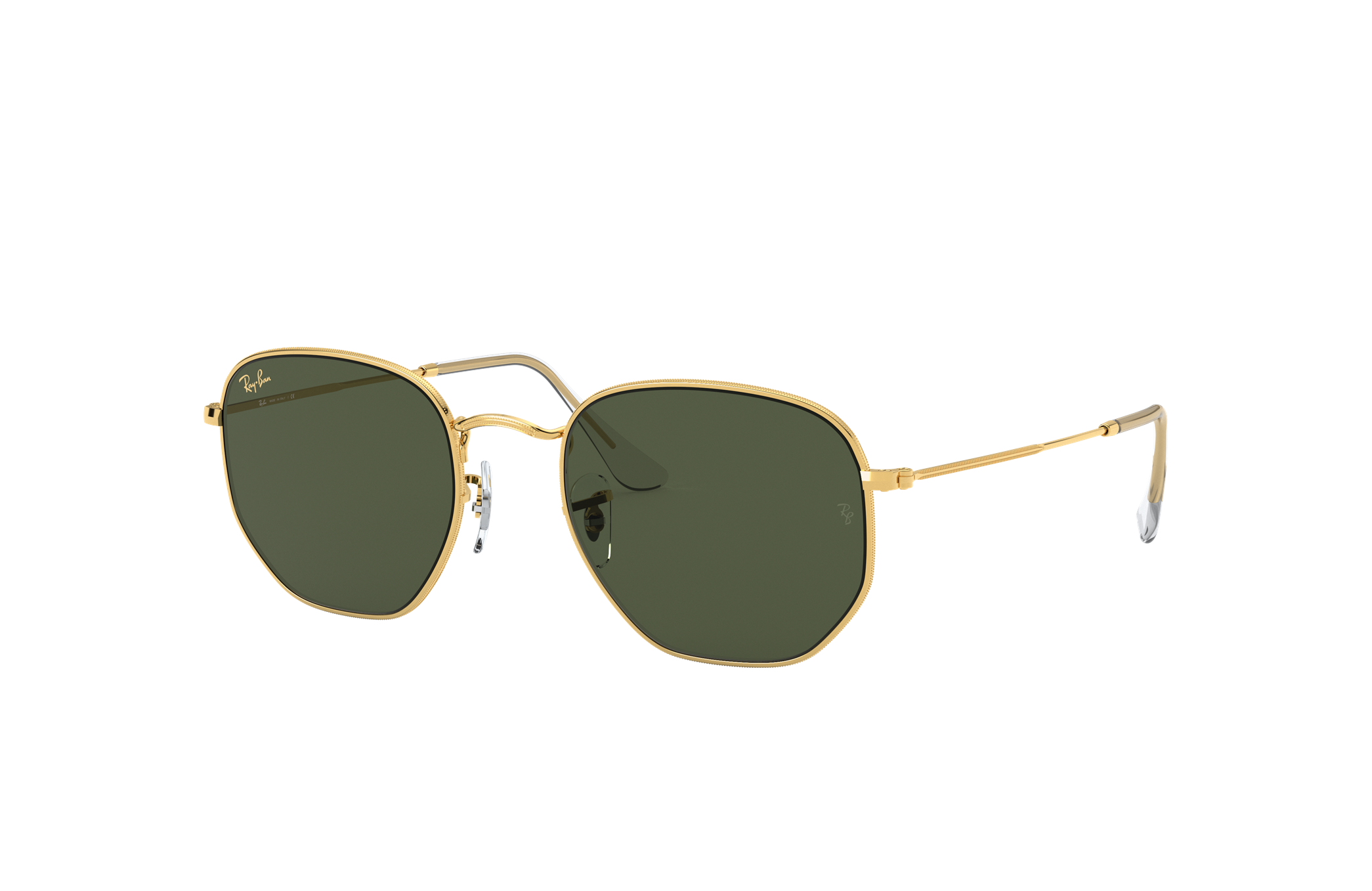 Hexagonal Legend Gold Sunglasses in Gold and Green | Ray-Ban®
