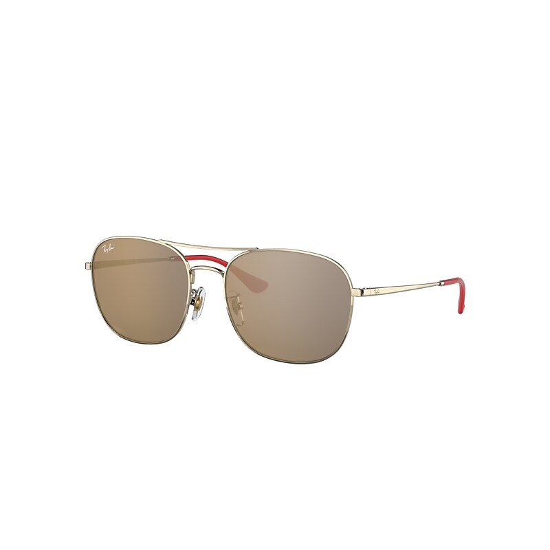 Ray-Ban Rb3613d Cny Edition Sunglasses Red Frame Gold Lenses 58-18