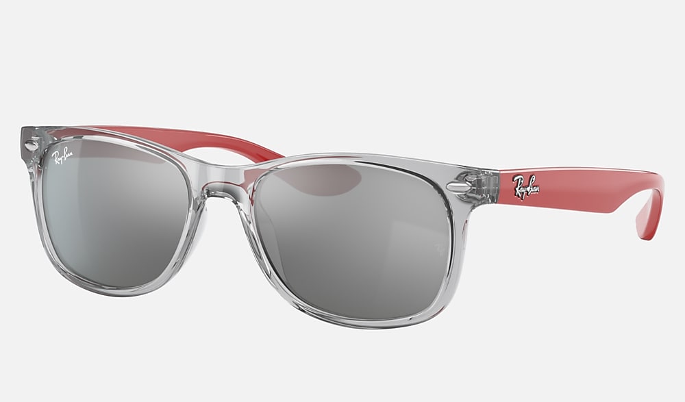 NEW WAYFARER KIDS Sunglasses in Transparent Grey and Grey Mirror