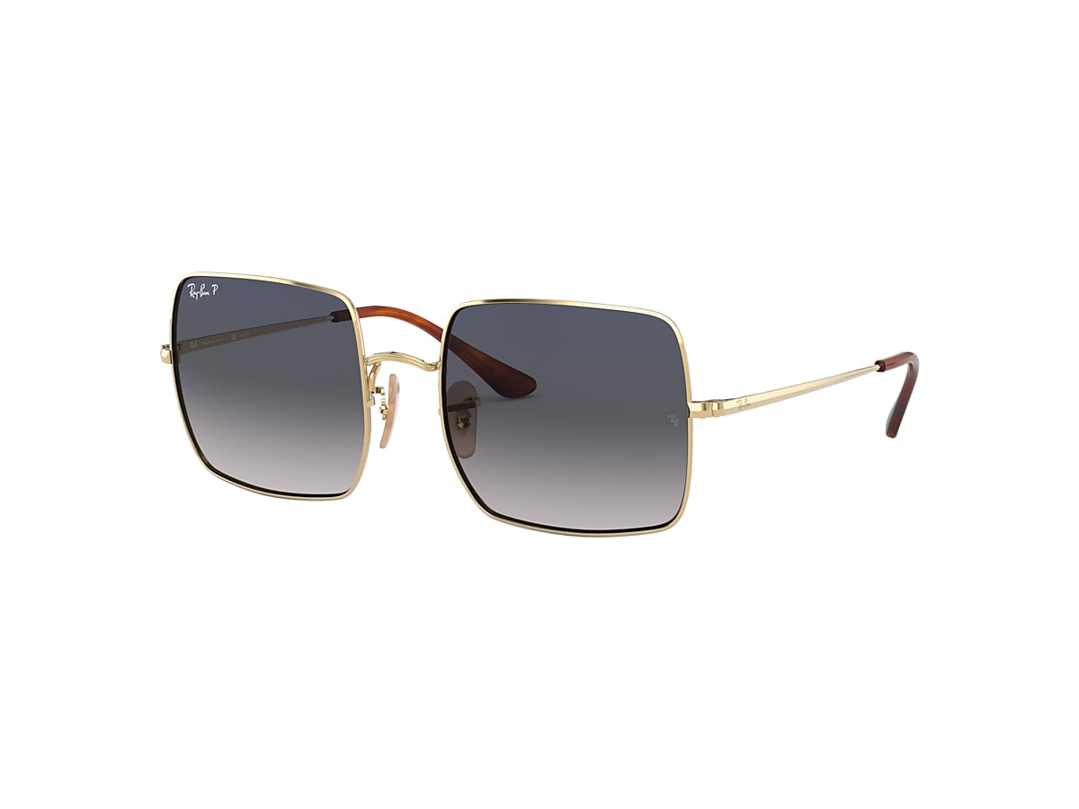 Square 1971 Classic Sunglasses in Gold and Blue/Grey | Ray-Ban®