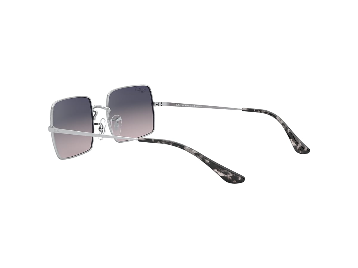 Rectangle 1969 Sunglasses in Silver and Blue/Grey | Ray-Ban®