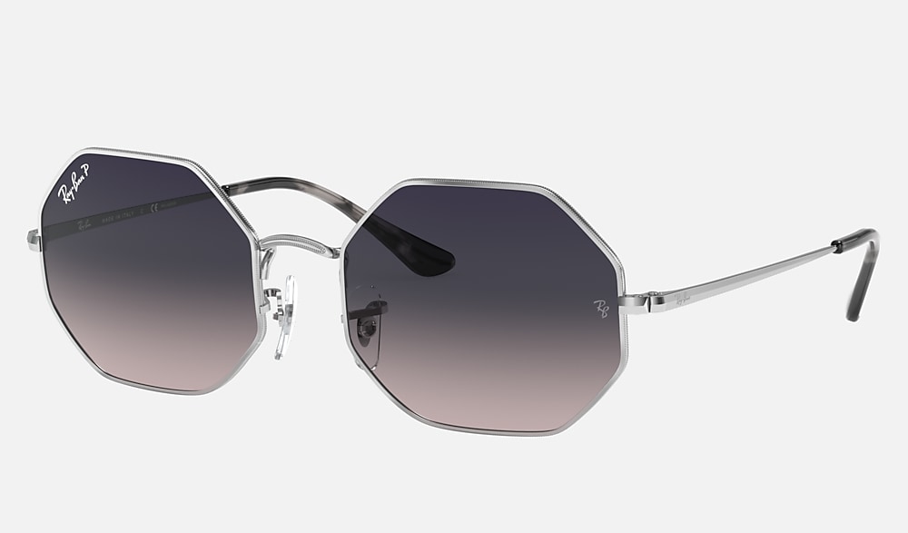関税・送料込み*RayBan*Octagon RB1972 サングラス OCTAGON 1972 Sunglasses in Silver and Polarized Blue/Grey