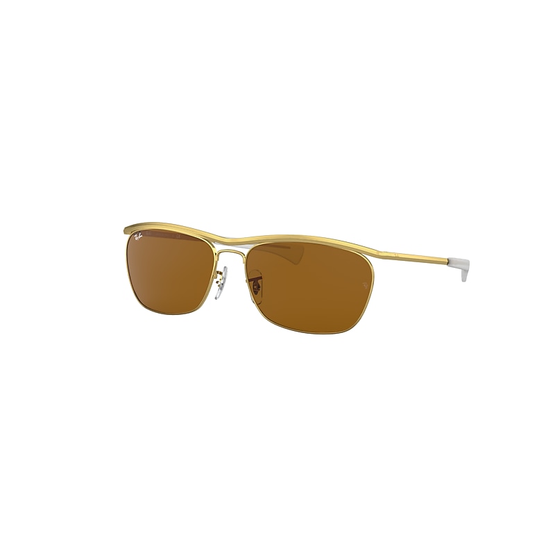 Ray-Ban Olympian II Deluxe Sunglasses Gold Frame Brown Lenses Polarized 60-16 product image