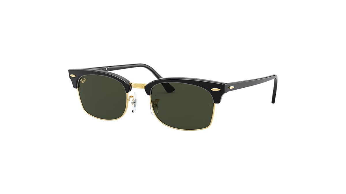 Clubmaster Square Legend Gold Sunglasses In Shiny Black And Green Ray Ban Clubmaster Square Legend Gold Sunglasses In Shiny Black And Green Ray Ban