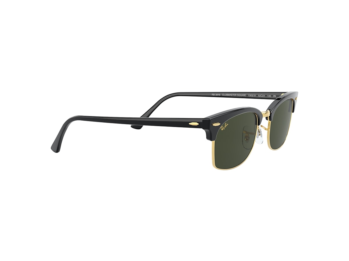 Ray Ban Clubmaster Sunglasses BLACK/GREEN CLASSIC G-15, 49 mm