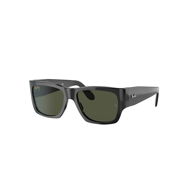 Ray-Ban Nomad Sunglasses Shiny Black Frame Green Lenses 54-17