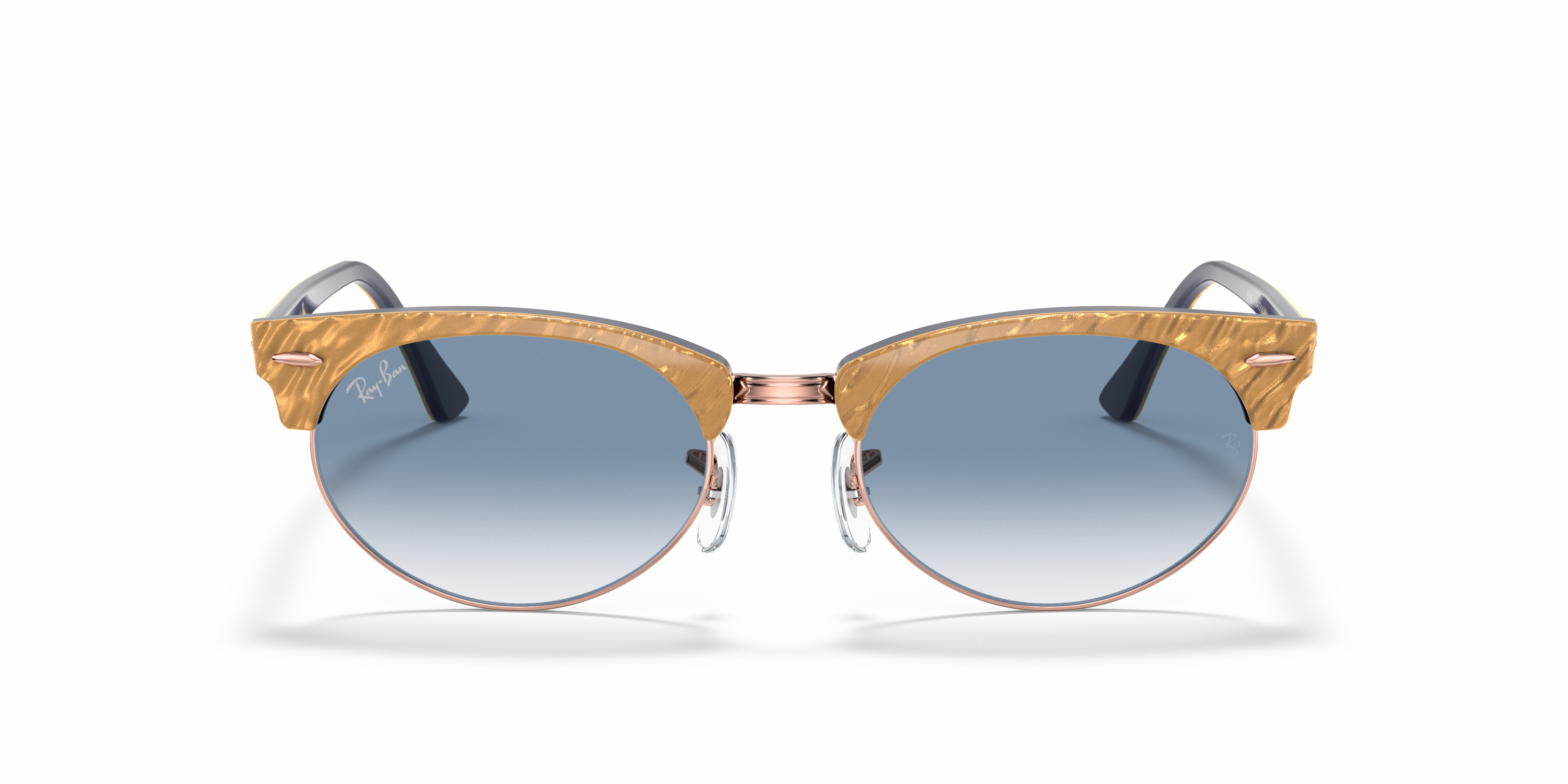 Clubmaster Oval Sunglasses in Beige and Light Blue | Ray-Ban®