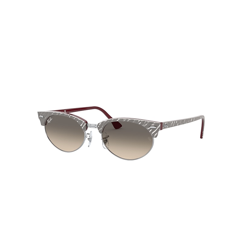 Ray-Ban Clubmaster Oval Sunglasses Wrinkled Light Grey Frame Grey Lenses 52-19