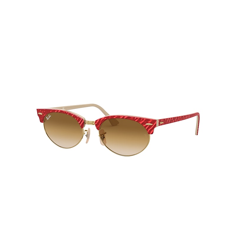 Ray-Ban Clubmaster Oval Sunglasses Wrinkled Red Frame Brown Lenses 52-19 product image