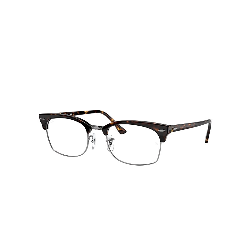 Ray-Ban Clubmaster Square Optics Eyeglasses Havana Frame Clear Lenses 52-21