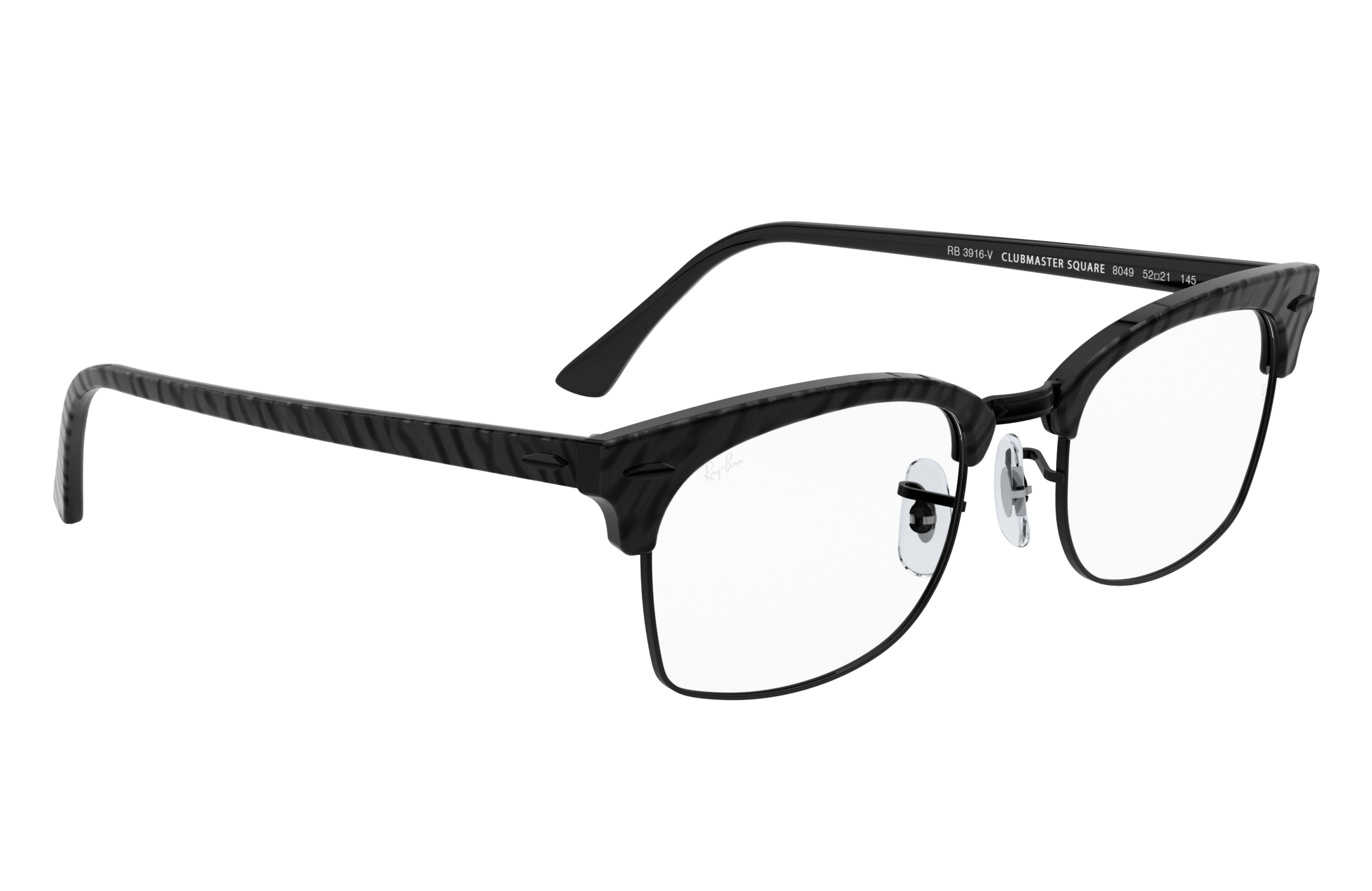 Clubmaster Square Optics Occhiali da Vista Nero Effetto Crespo con  montatura | Ray-Ban®