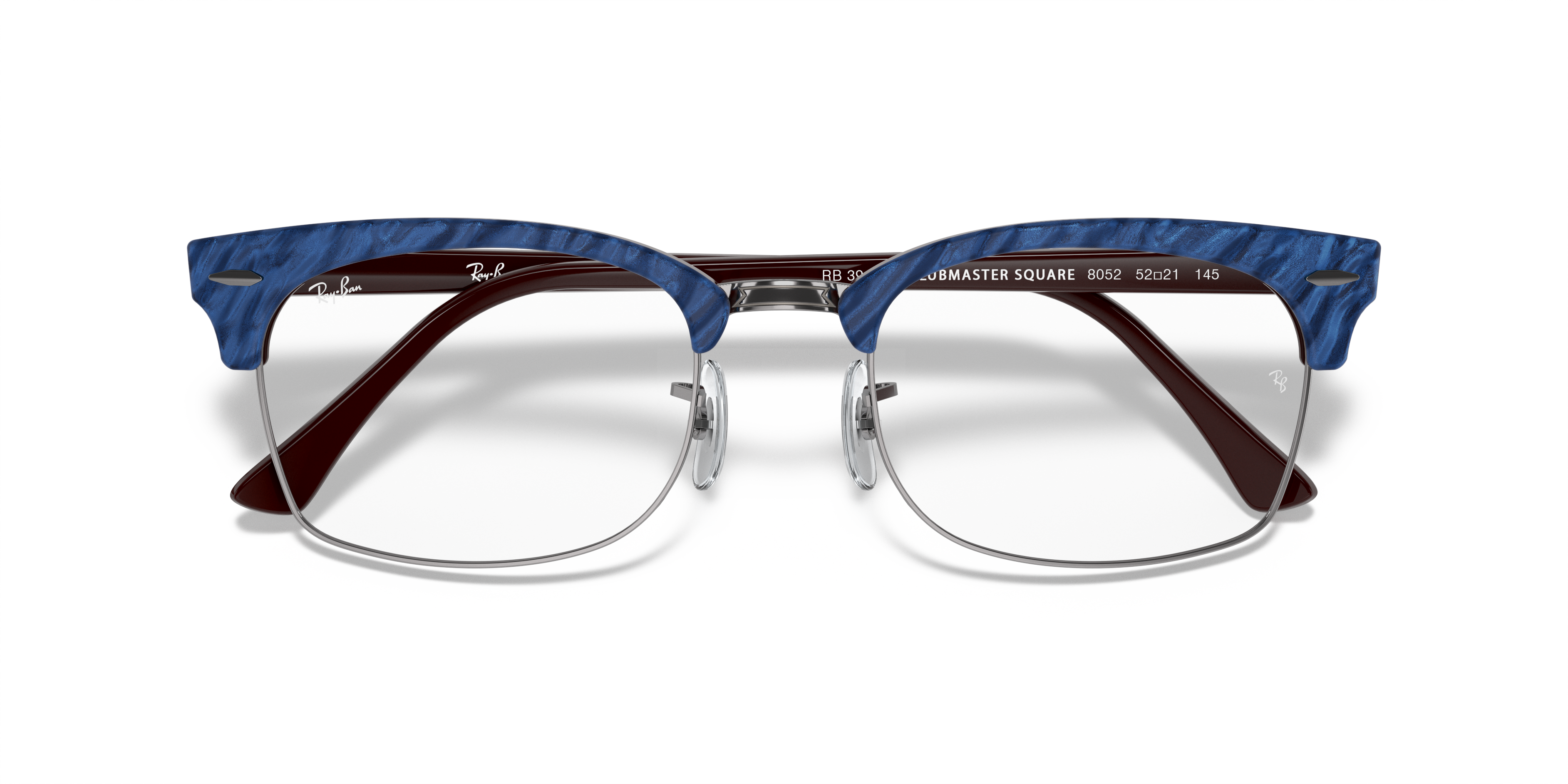 Clubmaster Square Optics Eyeglasses with Wrinkled Blue Frame | Ray 