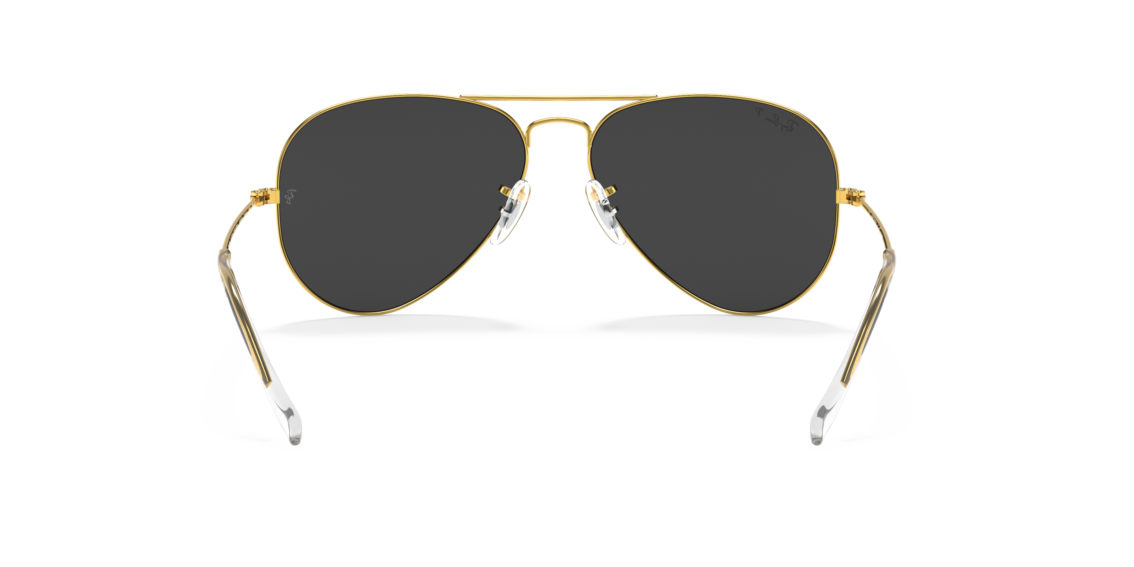 black aviators with gold trim