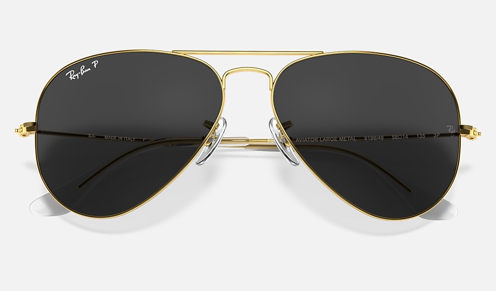 Ray ban aviator black with best sale gold frame