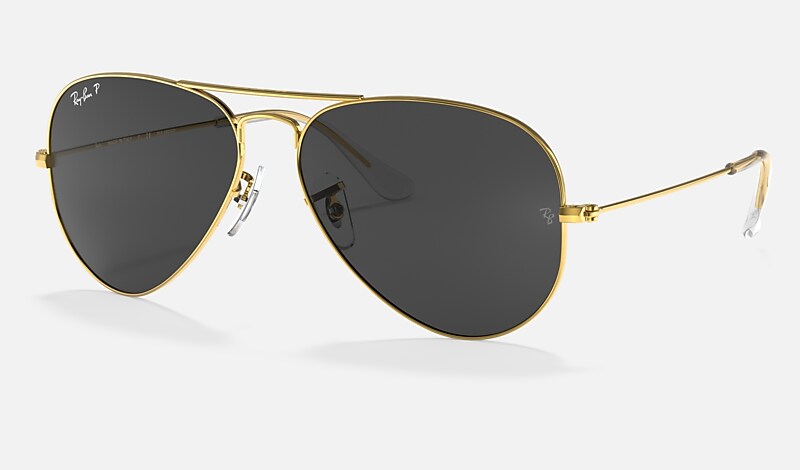 Black & Gold Pilot Aviator Sunglasses