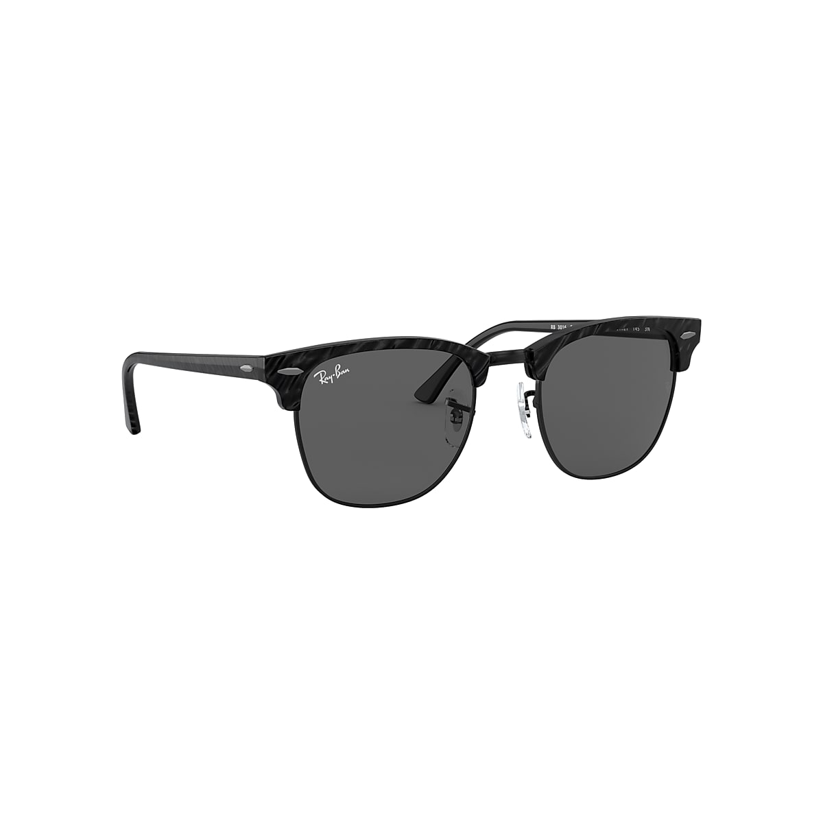 Ray-Ban Clubmaster Marble Sunglasses Black Frame Grey Lenses 49-21