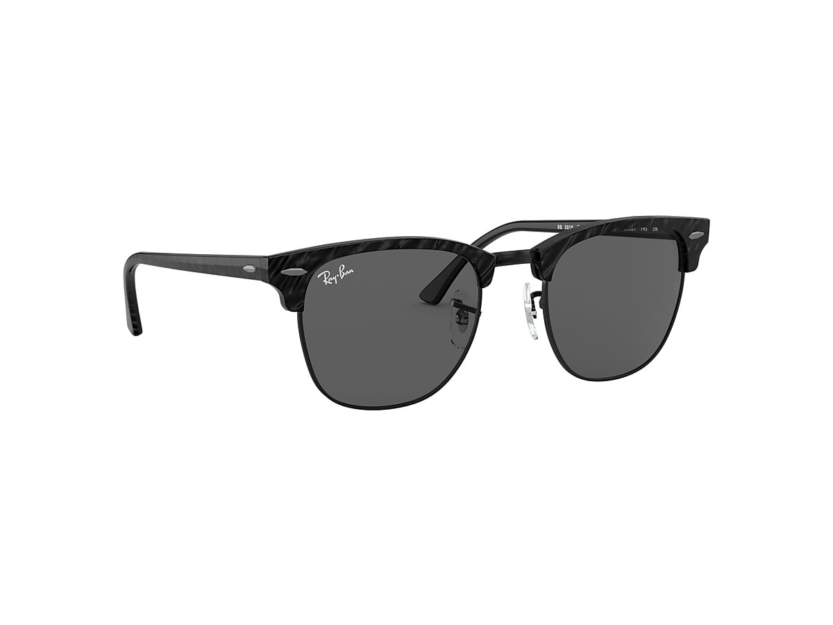 Ray-Ban Clubmaster Marble Sunglasses Black Frame Grey Lenses 51-21
