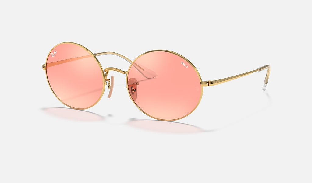 Hoofd Ventileren Zeug Oval 1970 Mirror Evolve Sunglasses in Gold and Pink Photochromic | Ray-Ban®
