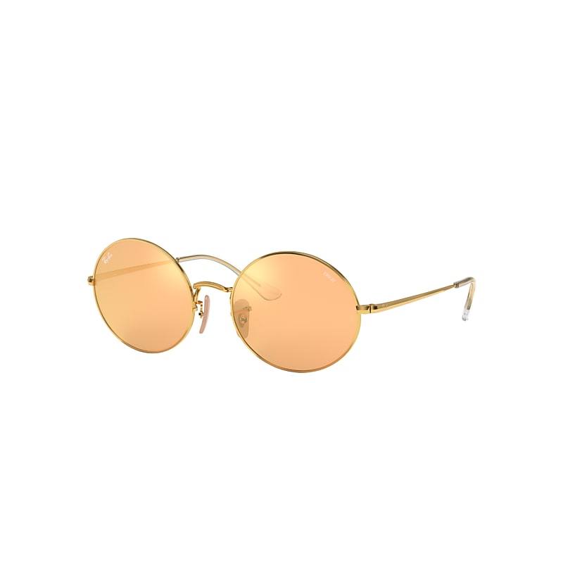 Ray-Ban Oval 1970 Mirror Evolve Sunglasses Gold Frame Orange Lenses 54-19 product image