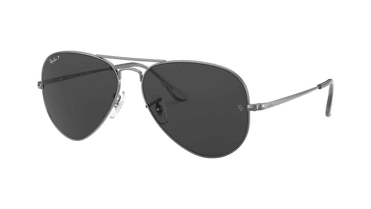 Ray-Ban Aviator Metal II Sunglasses Gunmetal Frame Black Lenses Polarized  62-14