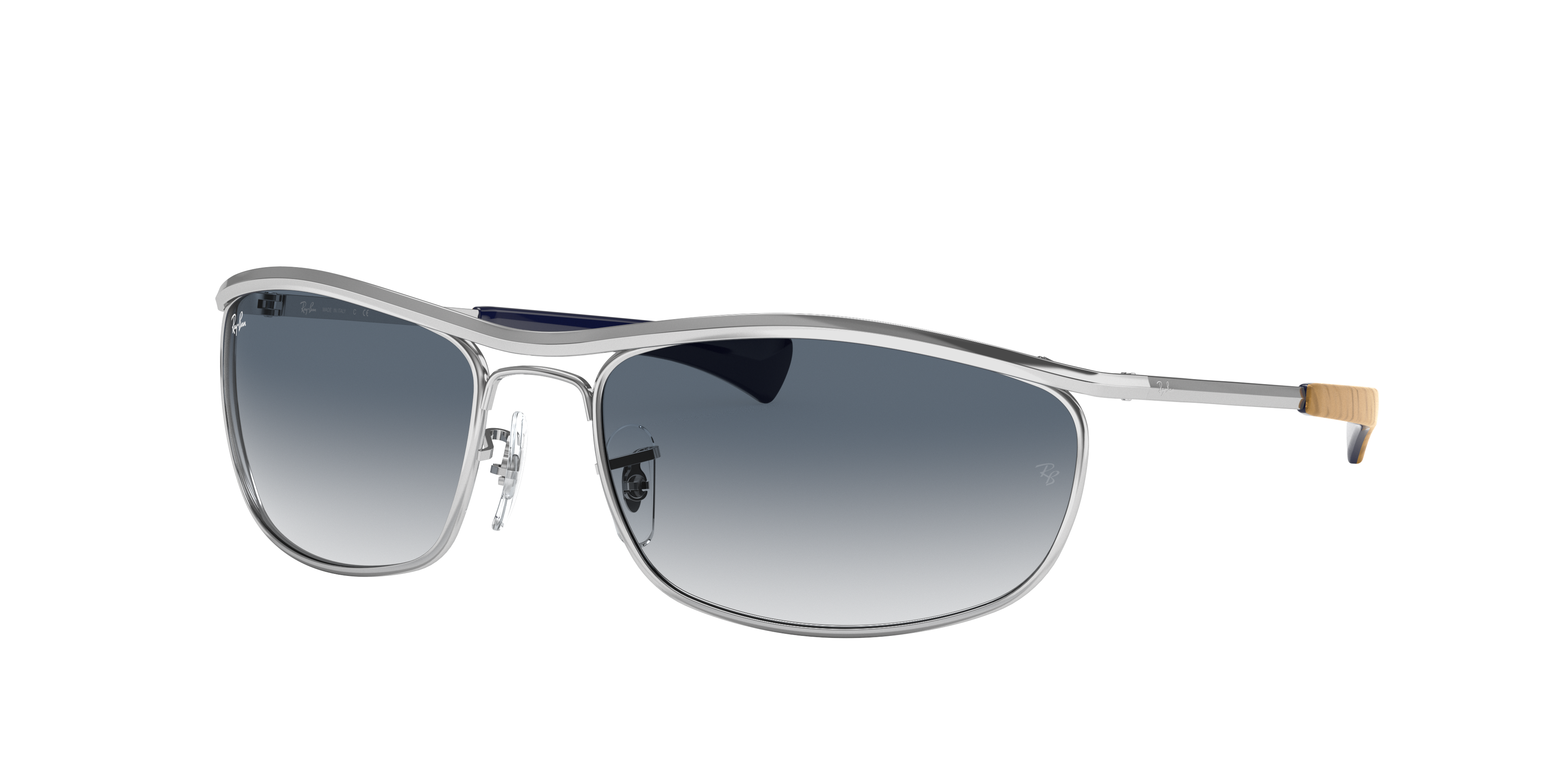 Olympian I Deluxe Sunglasses in Shiny Silver and Light Blue | Ray-Ban®