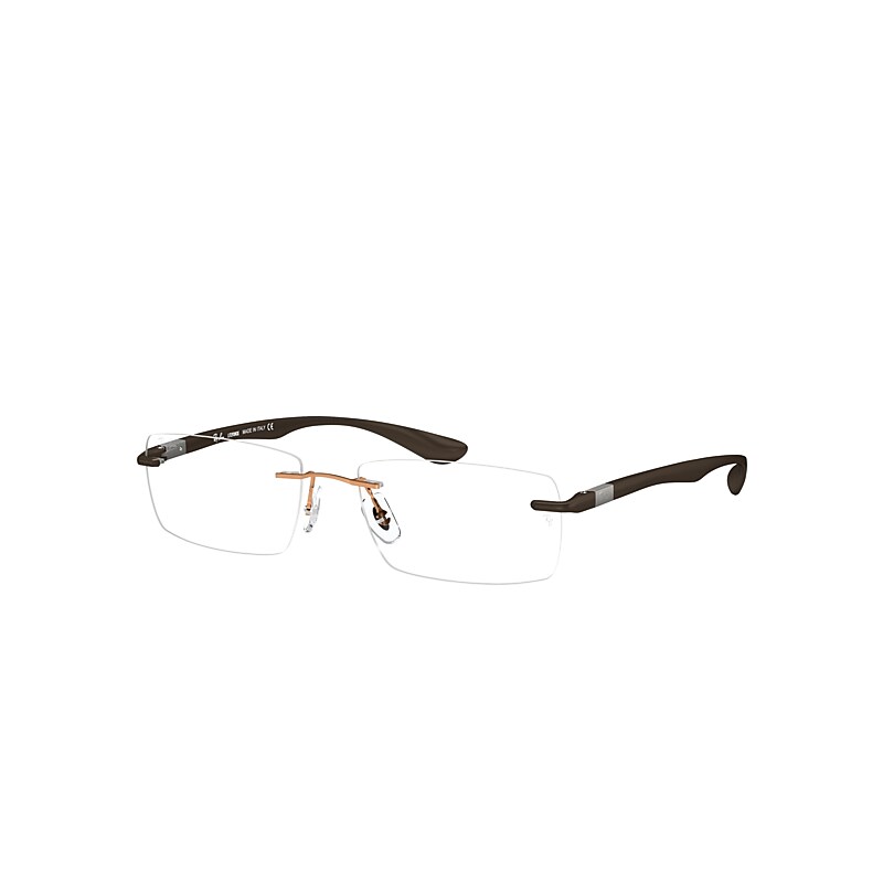 Ray-Ban Rb8724 Optics Eyeglasses Sand Transparent Brown Frame Clear Lenses 56-17