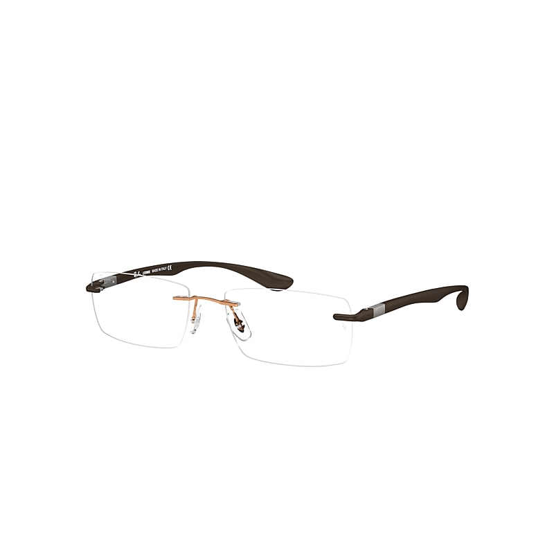 Ray-Ban Rb8724 Optics Eyeglasses Sand Transparent Brown Frame Clear Lenses 54-17