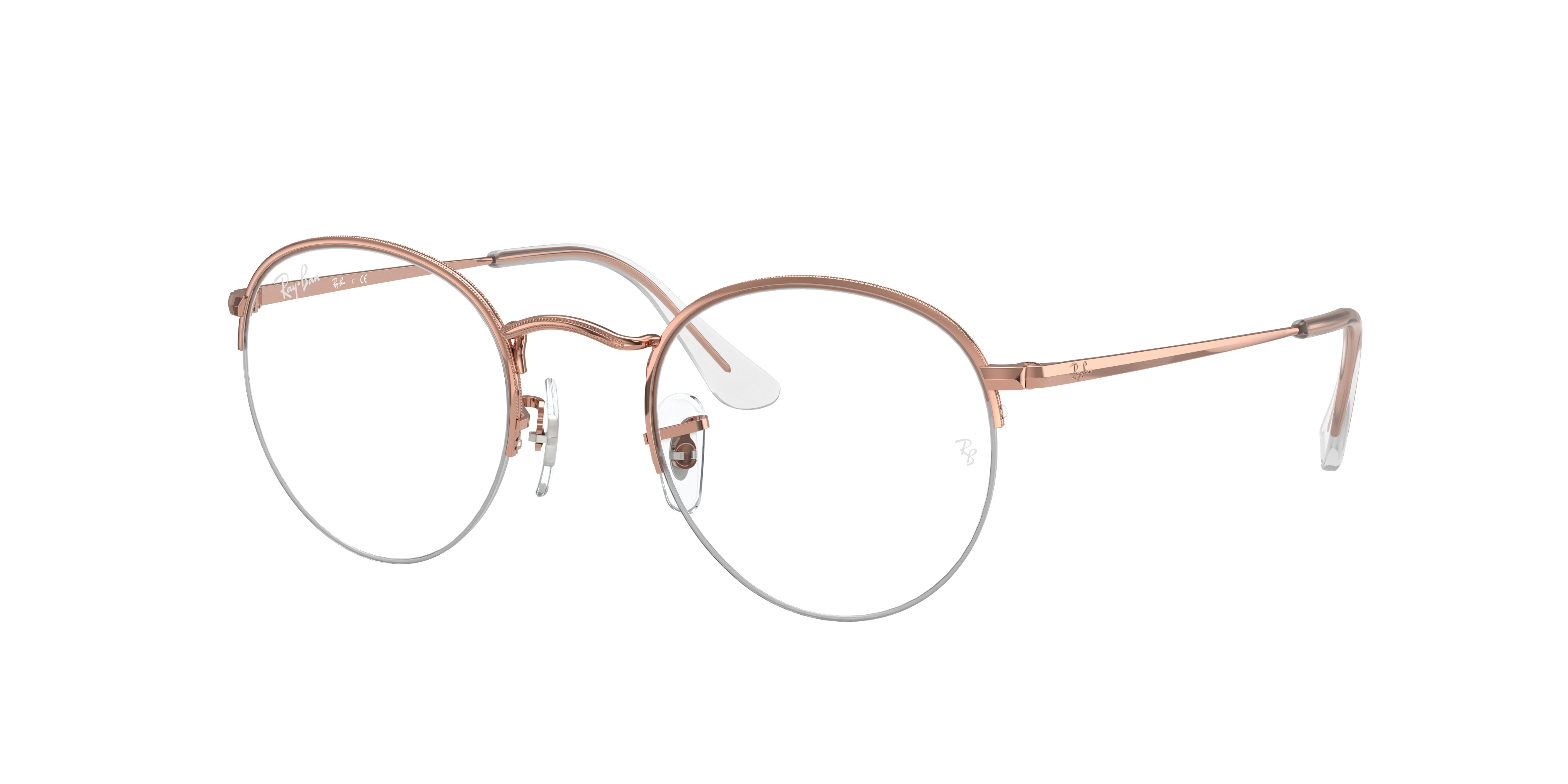Round Gaze Eyeglasses with Shiny Rose Gold Frame | Ray-Ban®