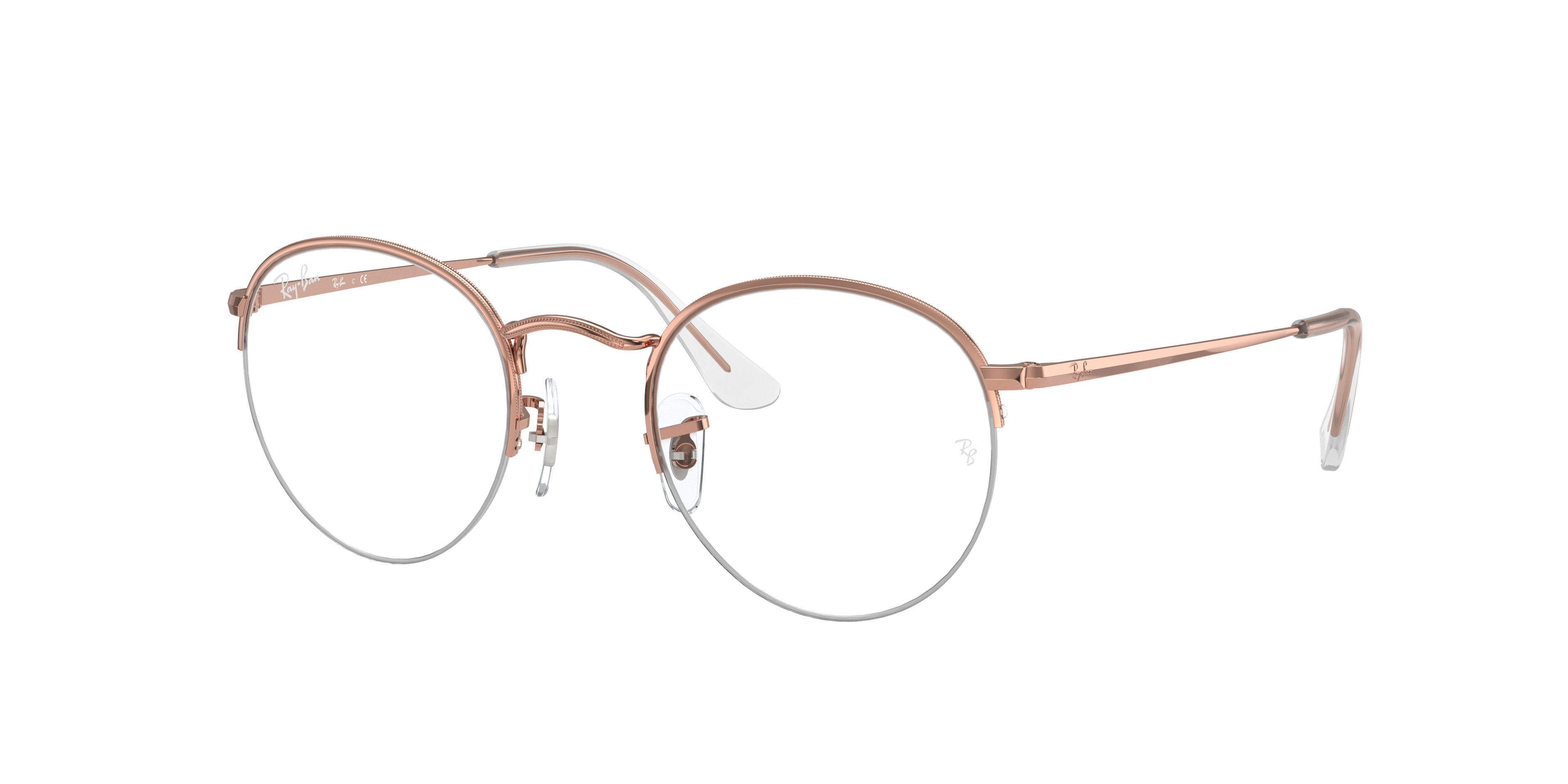 ray ban round metal rose gold