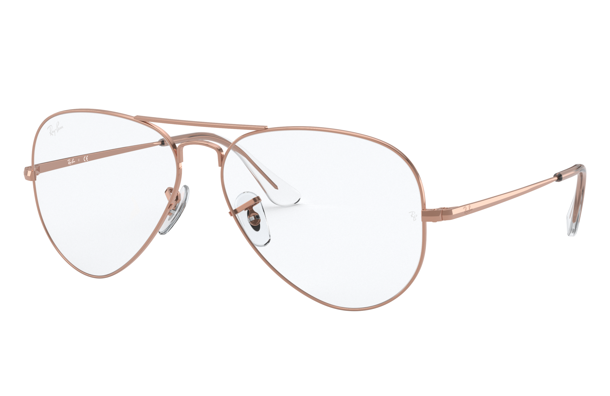 Aviator Optics Eyeglasses with Shiny Rose Gold Frame | Ray-Ban®