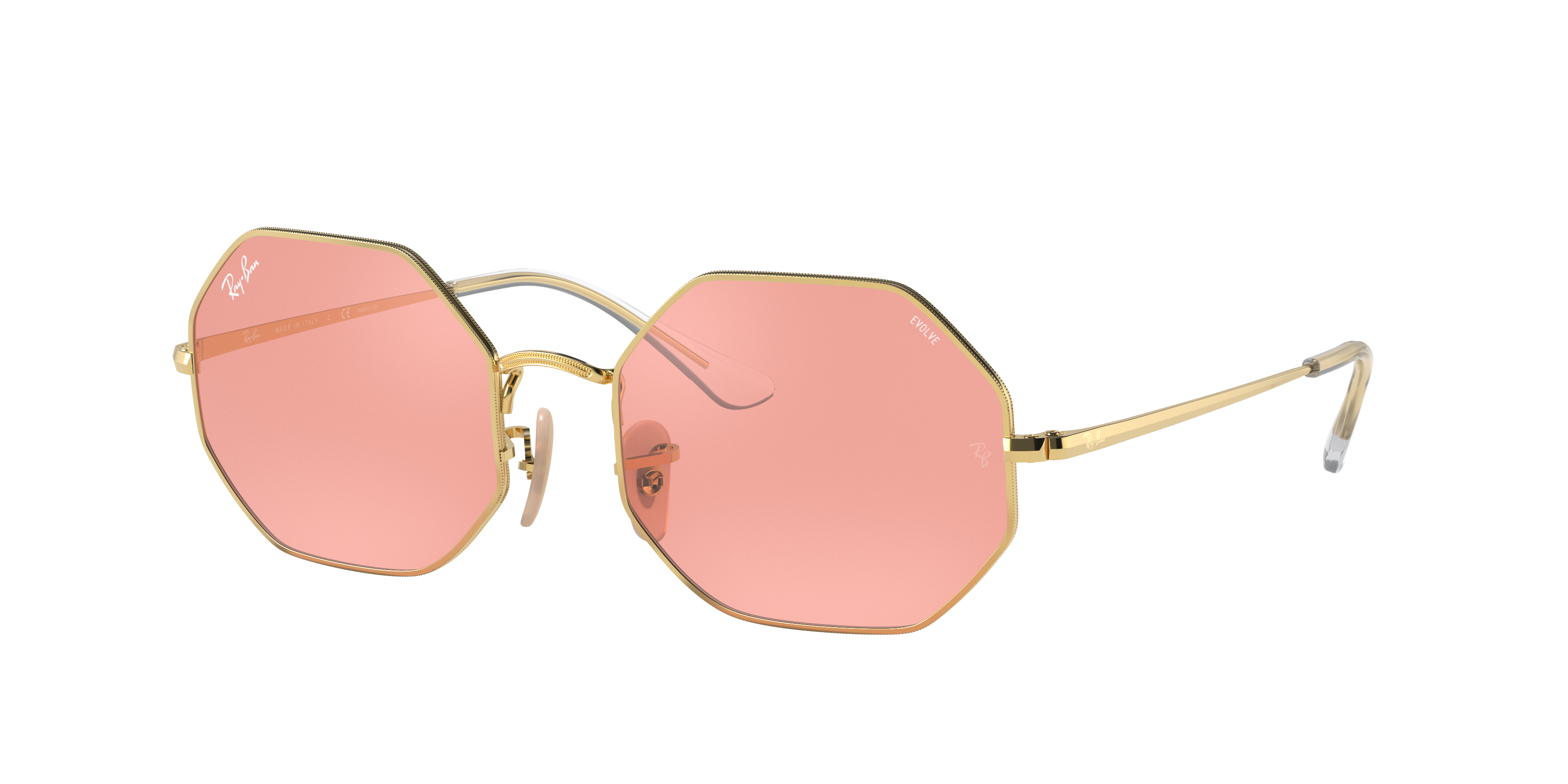 Octagon 1972 Mirror Evolve Sunglasses in Gold and Pink Photochromic | Ray- Ban®