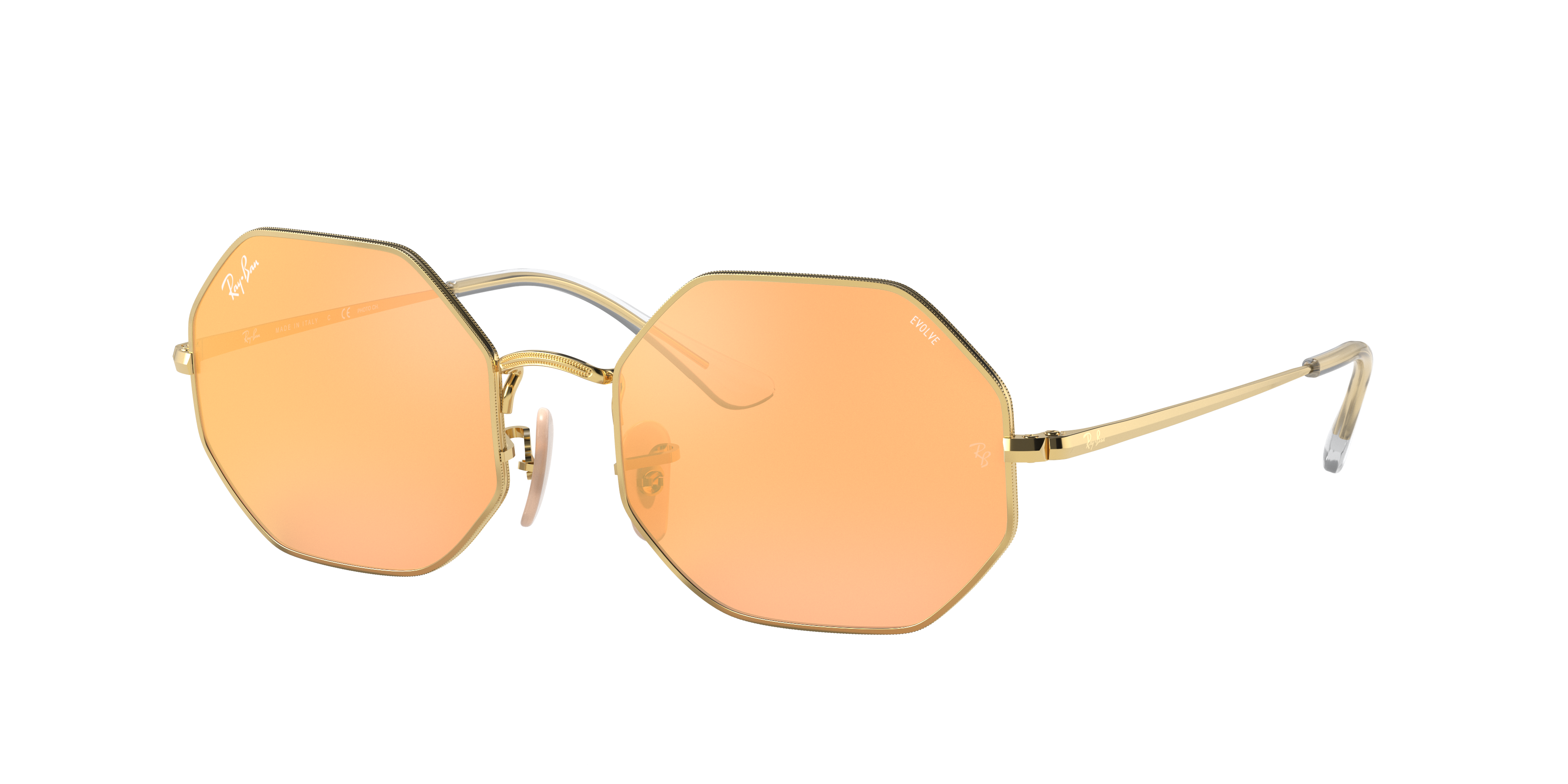 Octagon 1972 Mirror Evolve Sunglasses in Gold and Orange Photochromic | Ray- Ban®