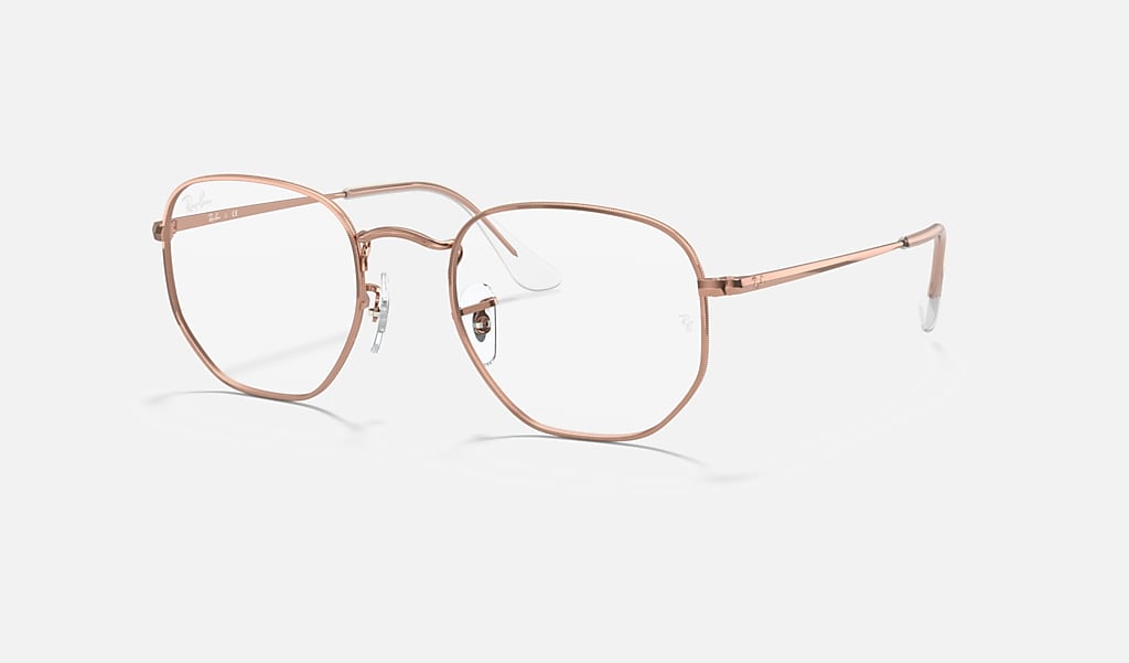 Hexagonal Optics Eyeglasses with Rose Gold Frame | Ray-Ban®