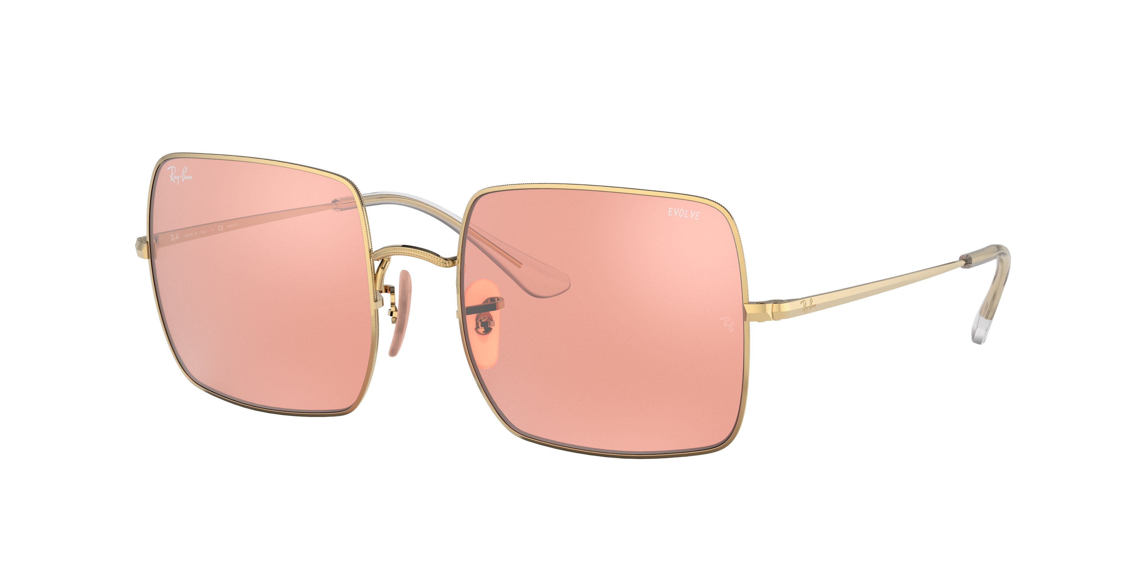 Square 1971 Mirror Sunglasses in Gold and Pink Photochromic | Ray-Ban