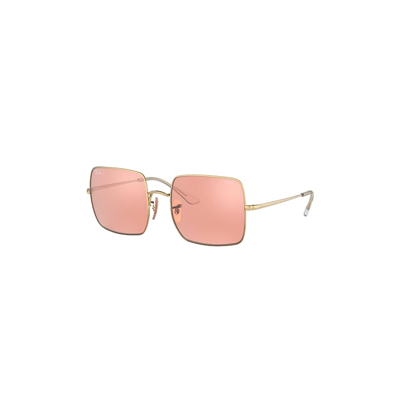 Ray-Ban Square 1971 Mirror Evolve Sunglasses Gold Frame Pink Lenses 54-19 product image