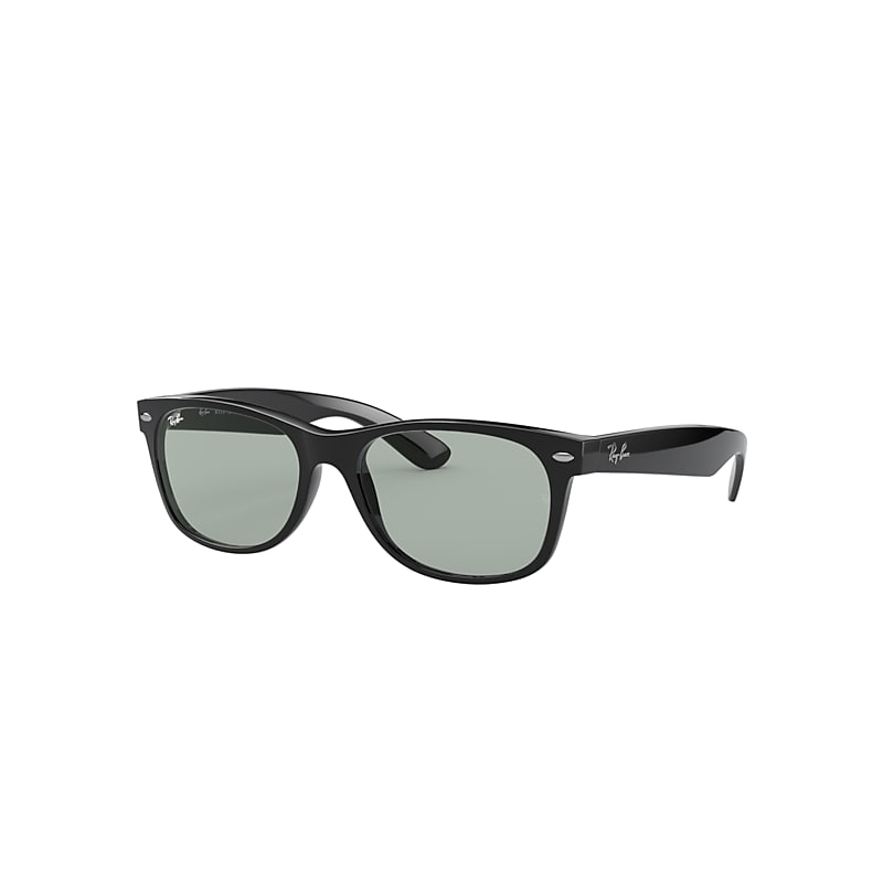 Ray-Ban New Wayfarer Washed Lenses Sunglasses Shiny Black Frame Grey Lenses 55-18