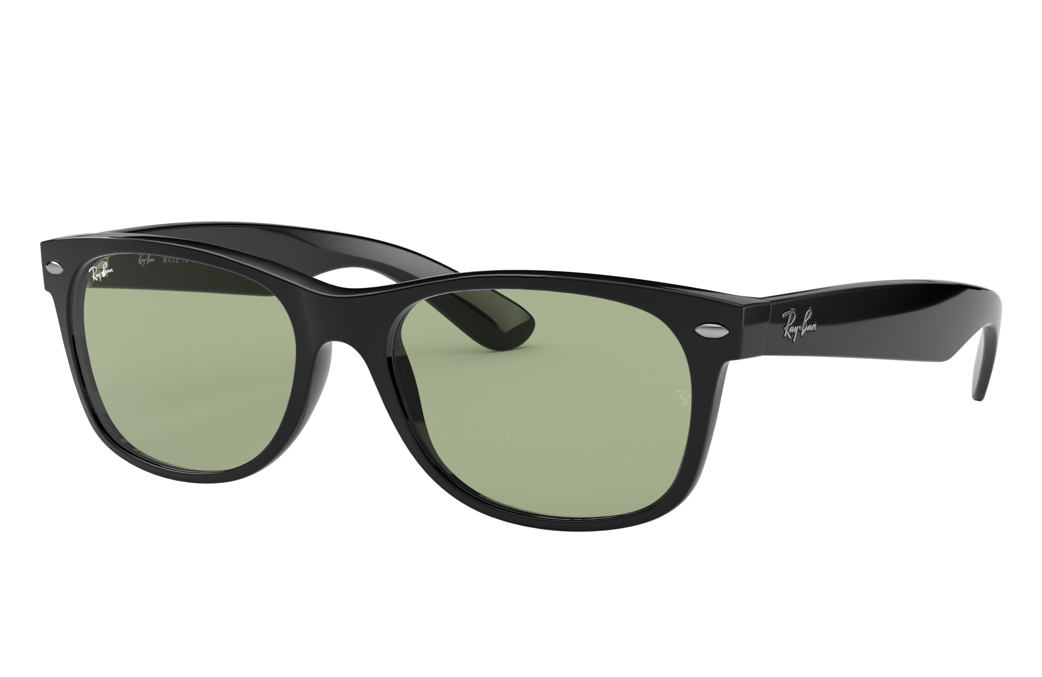 New Wayfarer Washed Lenses Sunglasses in Black and Green - RB2132F