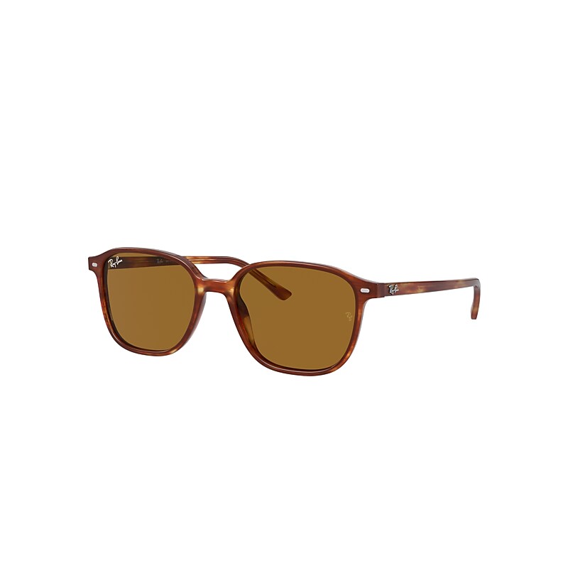 Ray-Ban Leonard Sunglasses Striped Havana Frame Brown Lenses 53-18