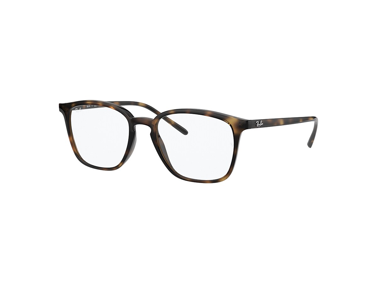 Ray-Ban Eyeglasses Unisex Rb7185f Prescription - Shiny Black Frame Clear  Lenses 54-18